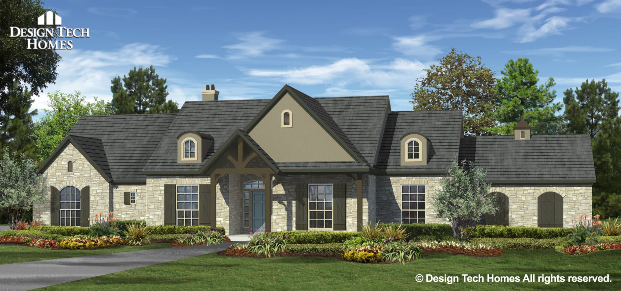 This is a rendering of a home with a front porch included in the Top 9 Floor Plans For Texas.